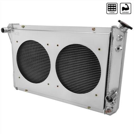 Spec-D Tuning V8 3 ROW RADIATOR WITH FAN SHROUD RAD3F-CMR82V8